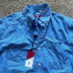 NWT izod men’s blue plaid button down shirt American dream size small